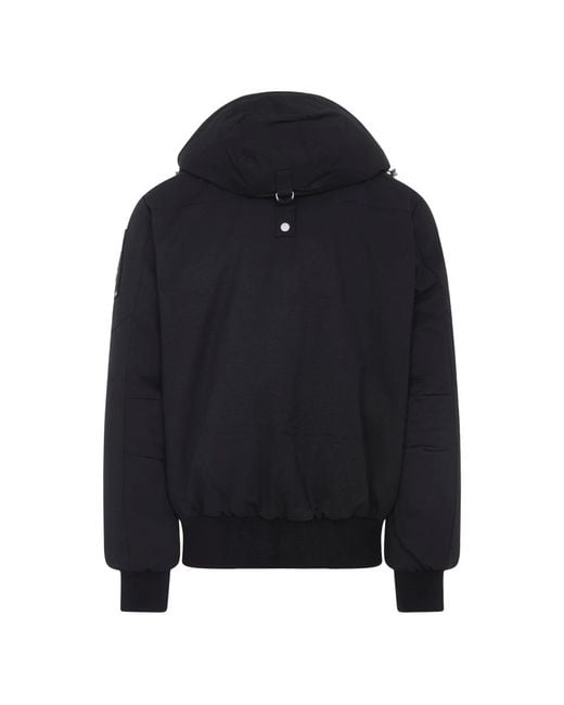 Moose Knuckles Black Hooded Down Jacket for men