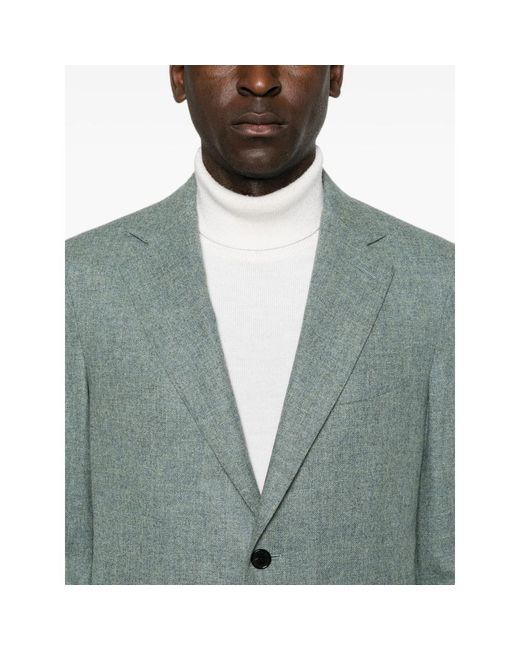 Caruso Blue Aida Single-Breasted Blazer for men