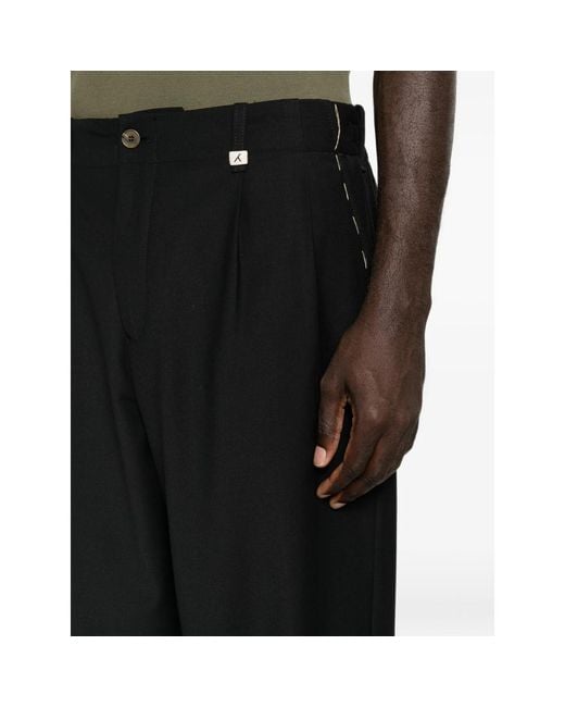 Myths Black Pleated-Front Straight-Leg Trousers for men