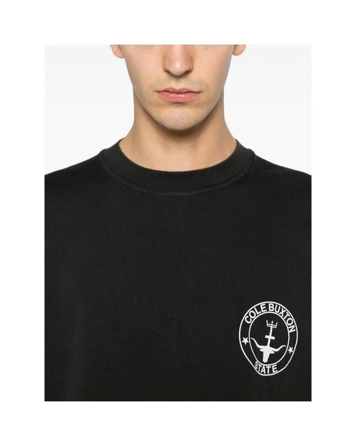 Cole Buxton Black Logo-Print Cotton T-Shirt for men