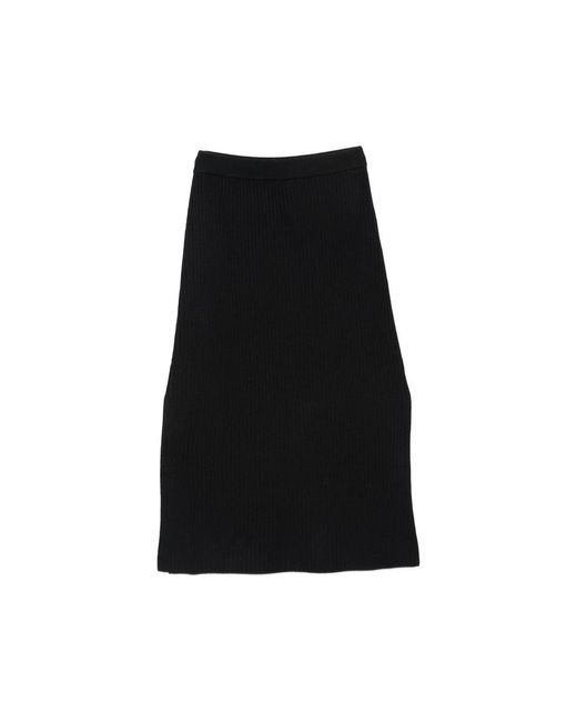 A.P.C. Black A. P.C. Ribbed-Knit Side-Slit Midi Skirt