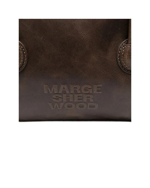 MARGE SHERWOOD Brown Top-Handle Leather Tote Bag