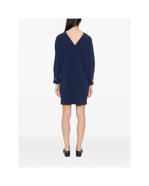 Max Mara Blue Button-Cuff Mini Dress