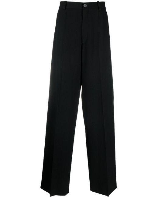 Balenciaga Black Wide-Leg Wool Trousers