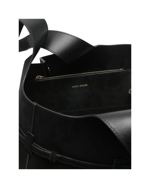 MANU Atelier Black Cambon Cabas Suede Tote Bag
