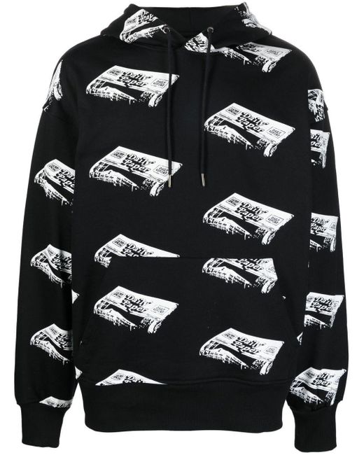 Daily Paper Cotton Newspaperprint Pullover Hoodie in Black for Men Lyst