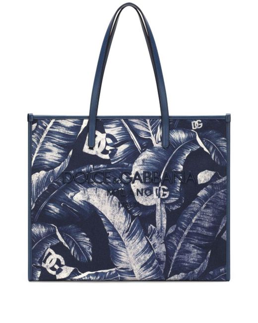 Dolce & Gabbana Blue Logo-Embroidered Canvas Shoulder Bag for men