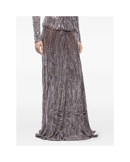 Rabanne Brown Sequin-Embellished Embroidered Maxi Skirt