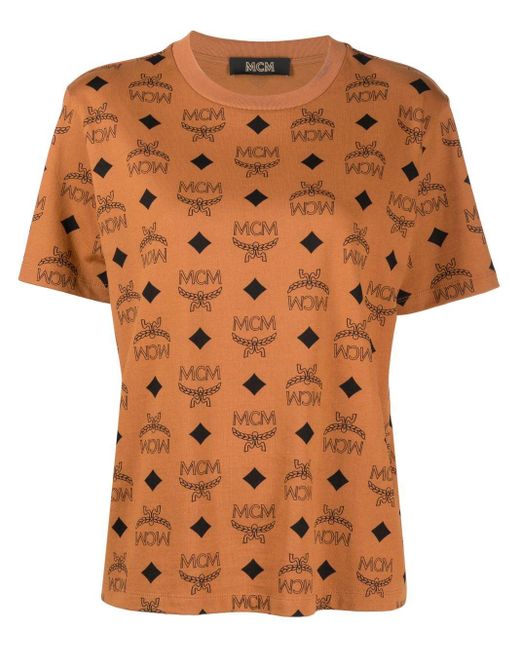 MCM Orange Maxi Monogram-print T-shirt