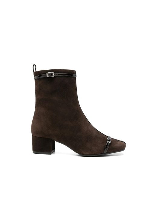 CAREL PARIS Black Start Buckle-Detail Ankle Boots
