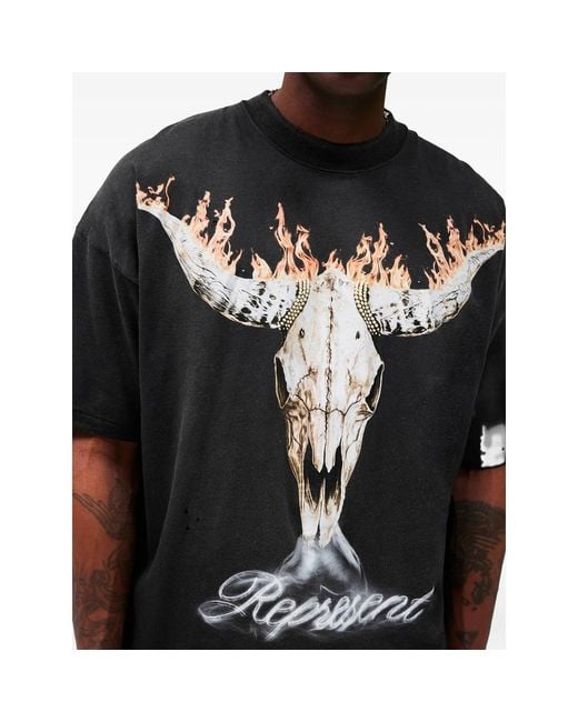 Represent Blue T-Shirt Cotton-Hemp for men