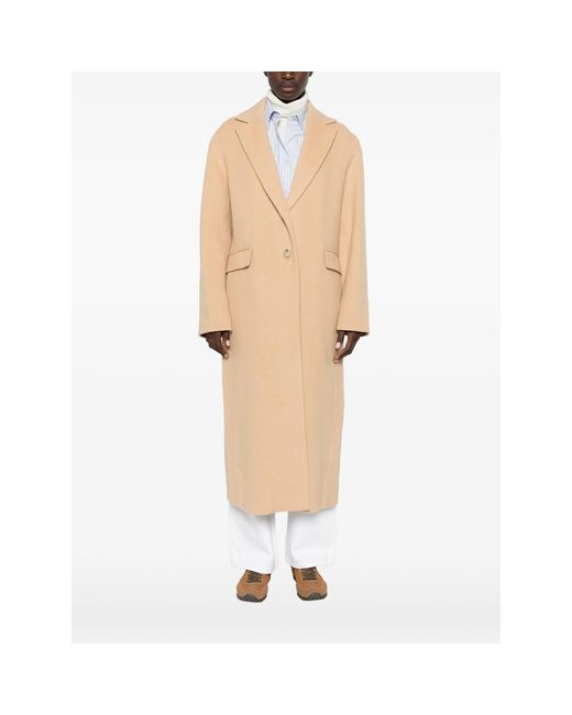 Vince Natural Notched-Lapels Single-Breasted Coat