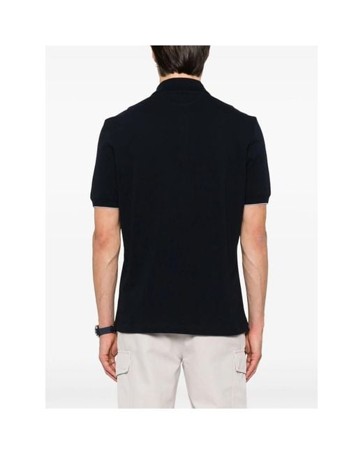 Brunello Cucinelli Black Crest-Embroidered Cotton-Piqué Polo Shirt for men