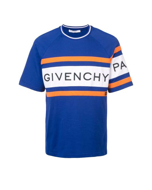 Givenchy Blue Logo Stripe T-shirt for men