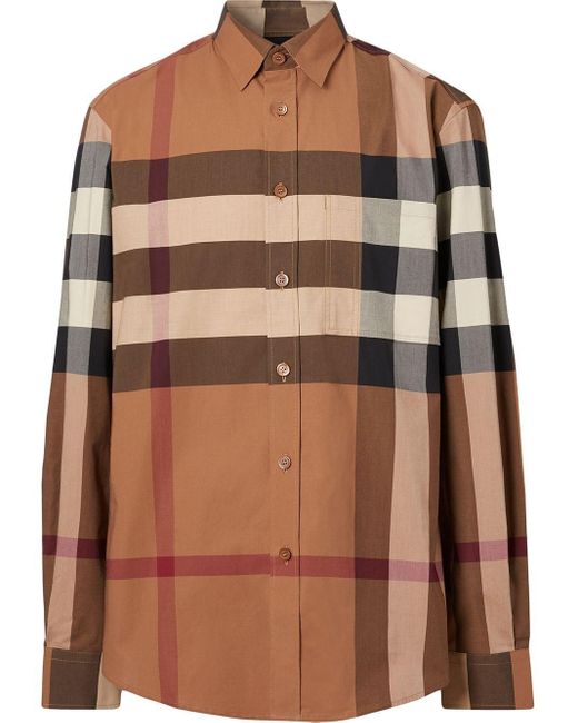 Burberry Brown Check Poplin Shirt for men