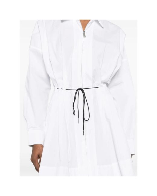 Staud White Zip Drawstring Mini Dress