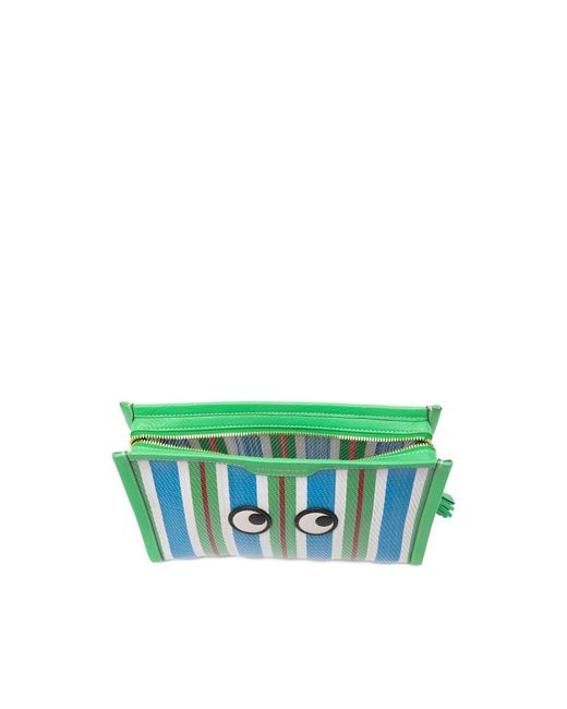 Anya Hindmarch Blue Striped Eye Make Up Bag