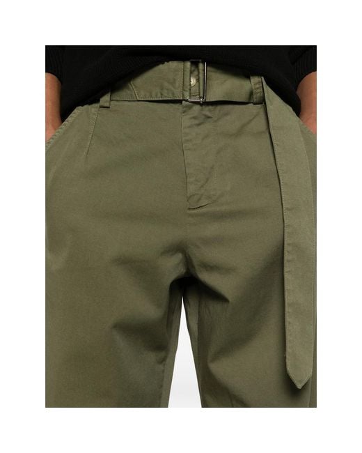 Laneus Green Belted Button Cargo Pants for men