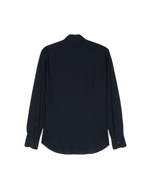 Mazzarelli Blue Tonal Stitching Cotton Shirt for men