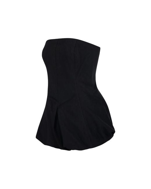 LAMRONS Black Strapless Bubble-Hem Top
