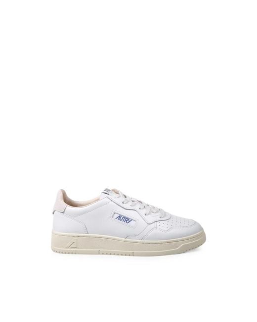 Autry White Medalist Leather Low-Top Sneakers for men