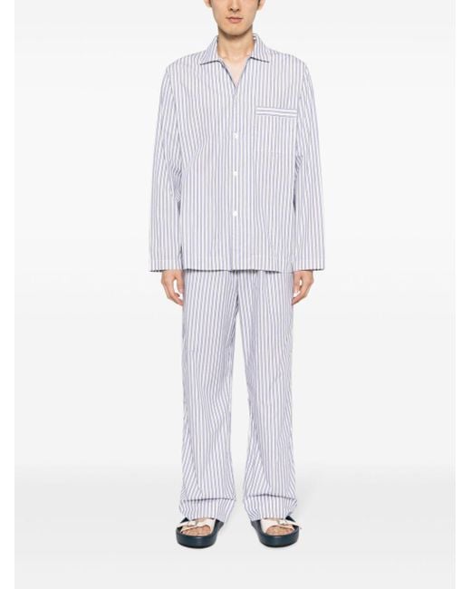 Tekla White Striped Organic Cotton Pyjama Trousers for men