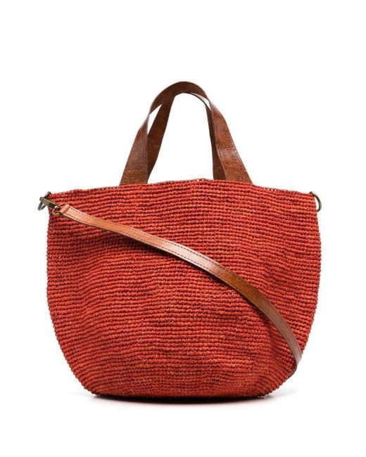 IBELIV Red Woven Drawstring Tote Bag