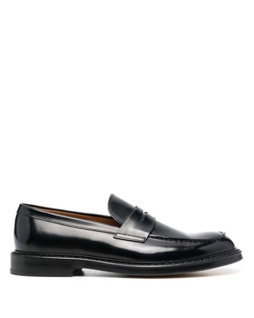 Doucal's Black Polished Leather Loafers for men