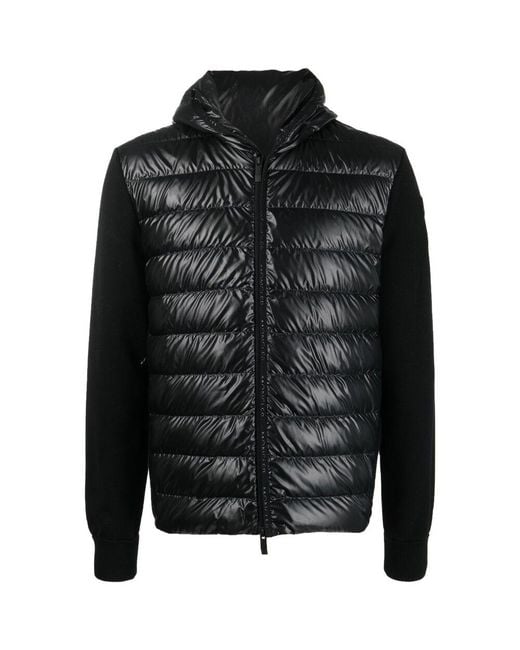 Moncler Black Panelled Padded Hooded Jacket for men