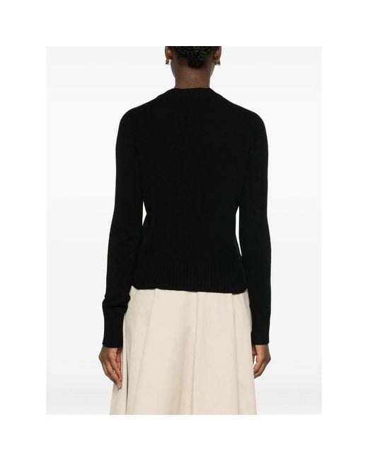 Aragona Black V-Neck Ribbed-Trim Sweater