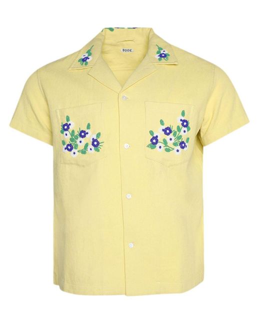 Bode Yellow Chicory Beaded Shirt for men