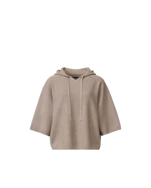 Fabiana Filippi Brown Drawstring-Fastening Elbow-Sleeve Hoodie