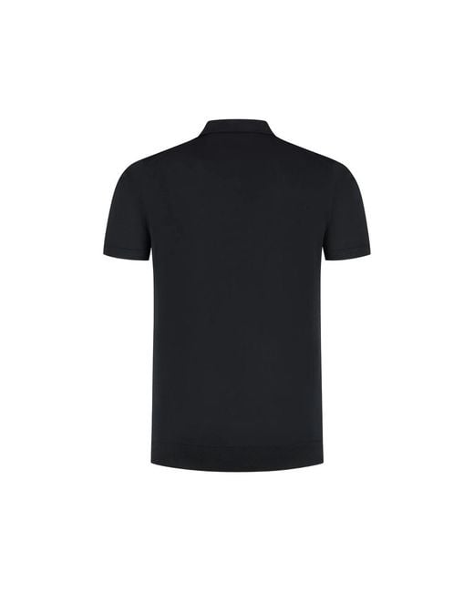 Fedeli Black Short-Sleeve Polo-Collar T-Shirt for men