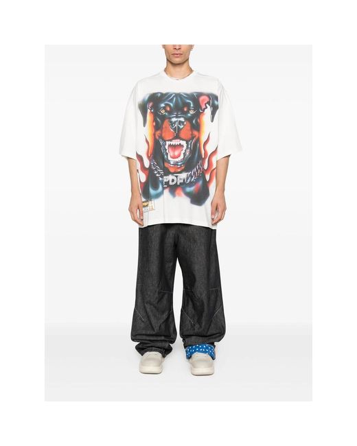 PDF White Graphic-Print T-Shirt for men