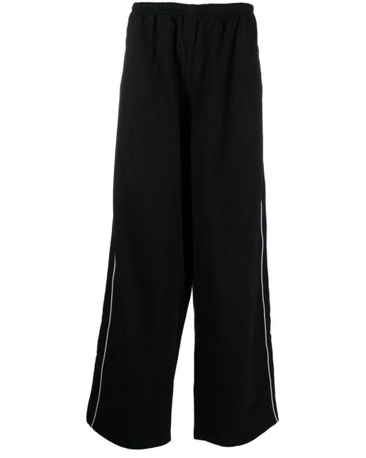 Balenciaga Cotton Side-stripe Wide-leg Track-pants in Black for Men ...