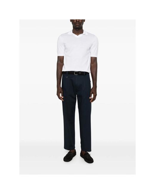 Fedeli White Polo-Collar T-Shirt for men