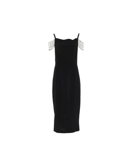 Pinko Black Spaghetti Straps Dress With Chain Embellishment