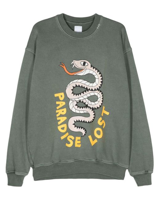 Alchemist Gray Snake-Print Cotton Sweatshirt for men