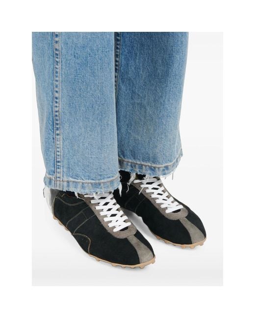 Maison Margiela Black Sprinters Panelled Leather Sneakers for men