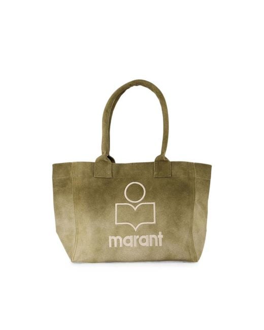 Isabel Marant Green Yenky Logo-Print Tote Bag
