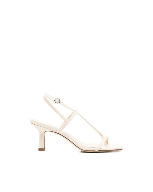 Aeyde White T-Strap Sandals Elise Cream