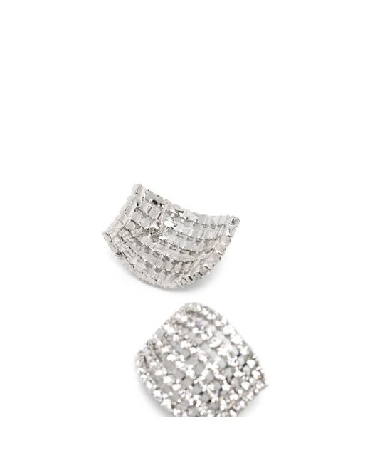 Jennifer Behr White Crystal-Embellished Earrings