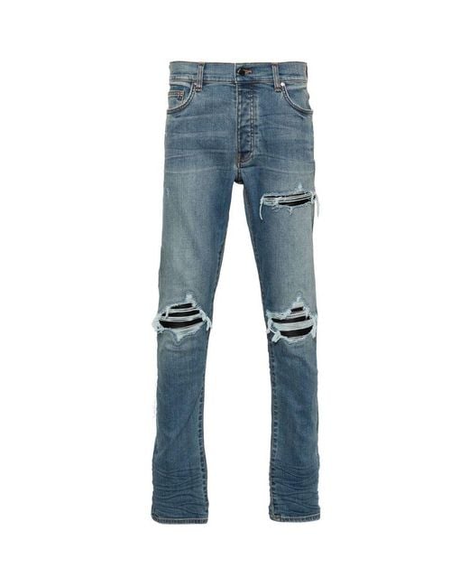 Amiri Blue Mx1 Distressed-Effect Skinny Jeans for men