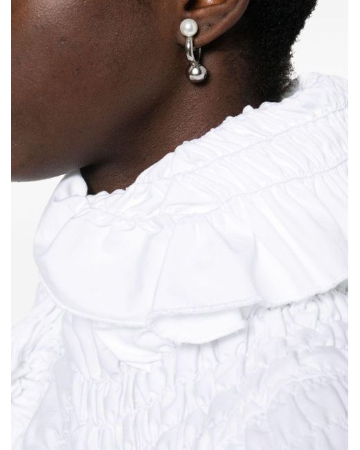 Simone Rocha White Bell Charm Hoop Earrings