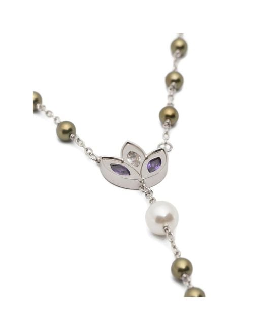 DARKAI Metallic Beaded Embellished-Cross Necklace for men