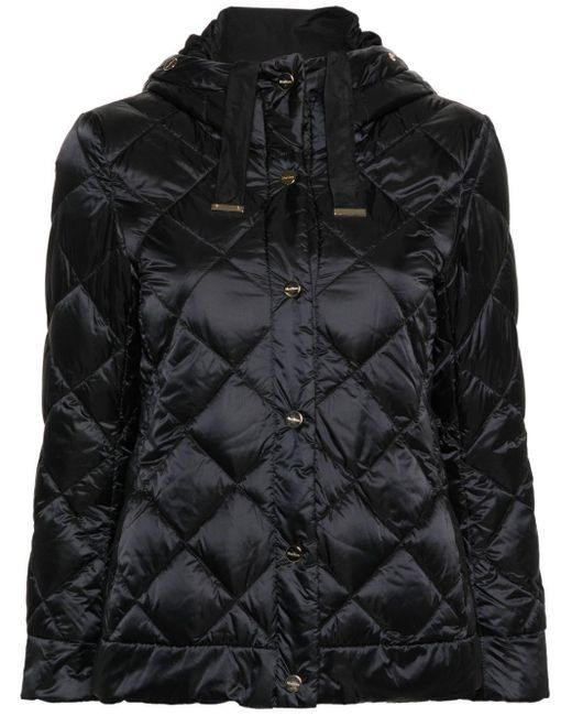 Max Mara The Cube Black Diamond-Quilted Hooded Jacket
