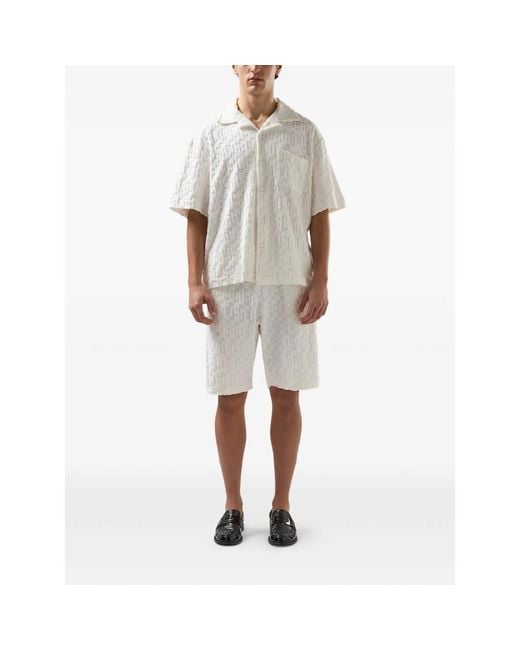 Gcds White Monogram-Patterned Shorts for men