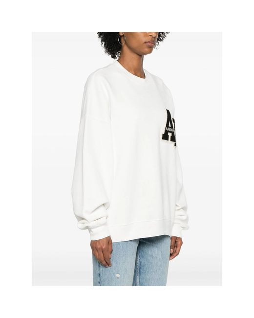 Anine Bing White Sweatshirt With Logo Patch