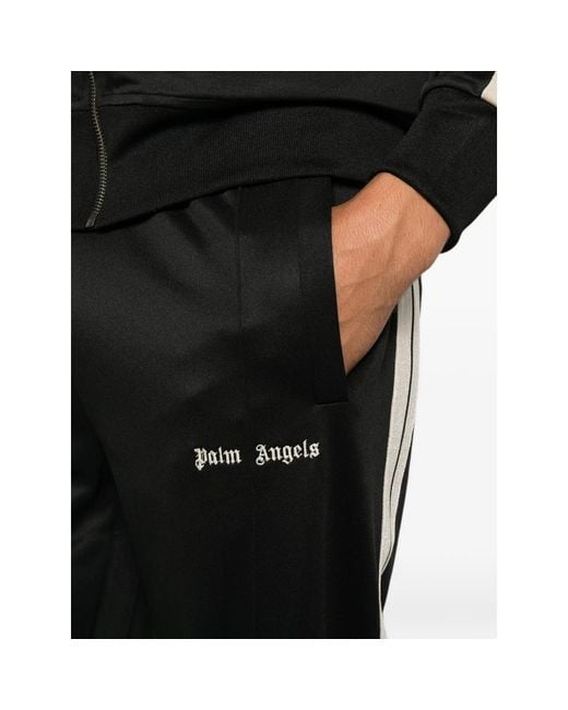 Palm Angels Black Logo-Embroidered Track Pants for men