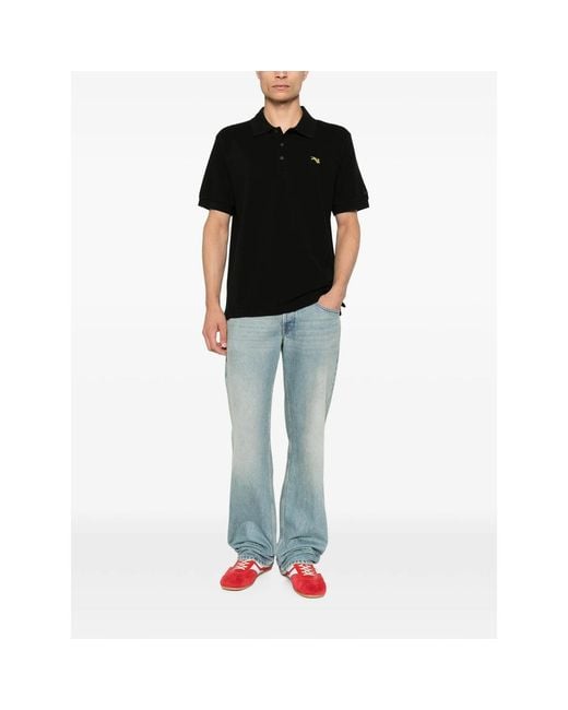 KENZO Black Tiger-Patch Polo Shirt for men